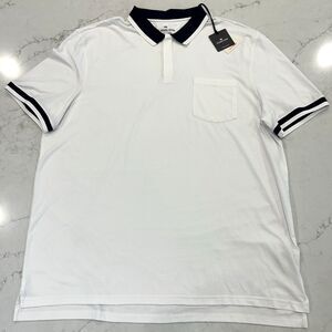 The Normal Brand NEW Mens XXL Active Puremeso Tipped Polo‎ Whit Nave Blue Pocket